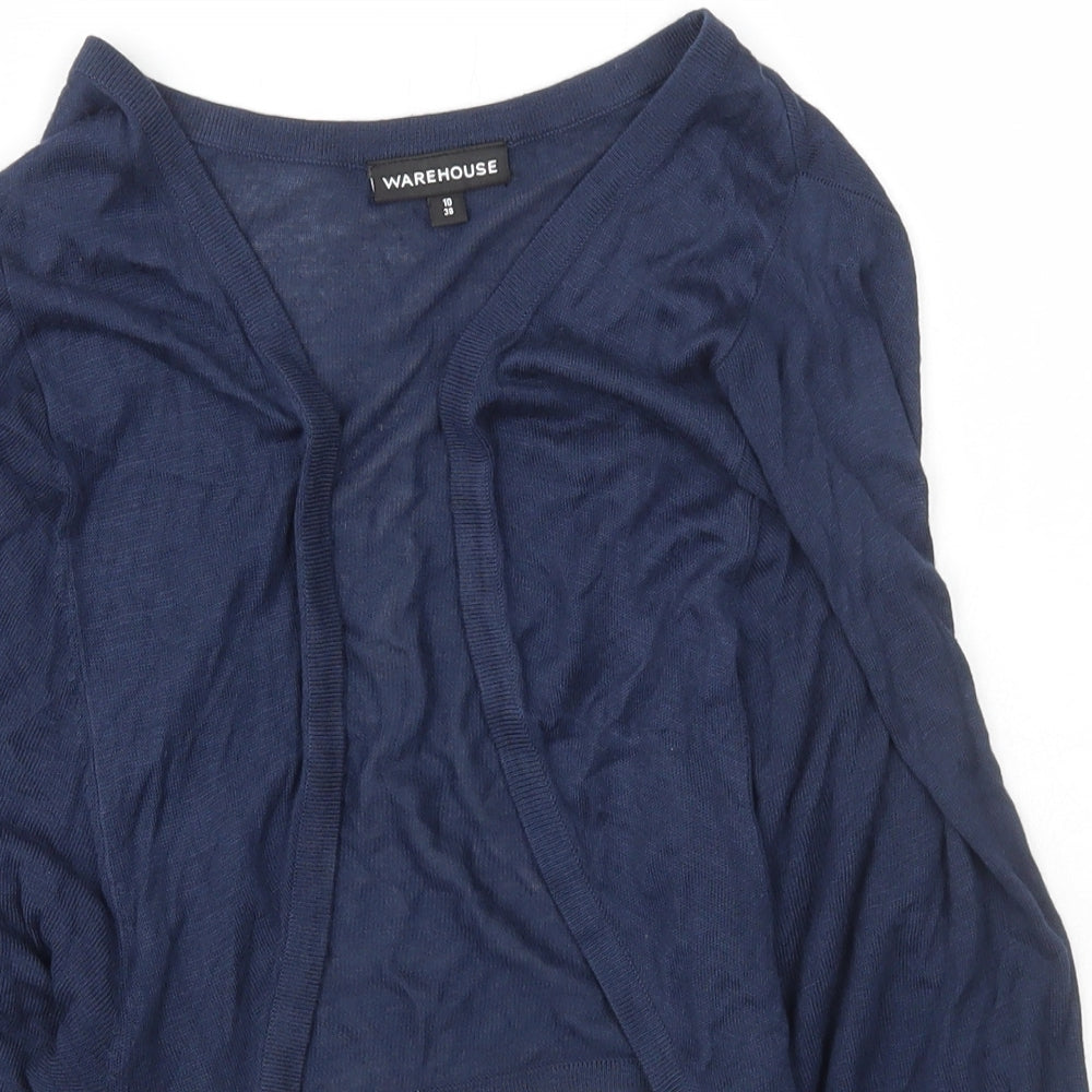 Warehouse Womens Blue Scoop Neck  Viscose Cardigan Jumper Size 10