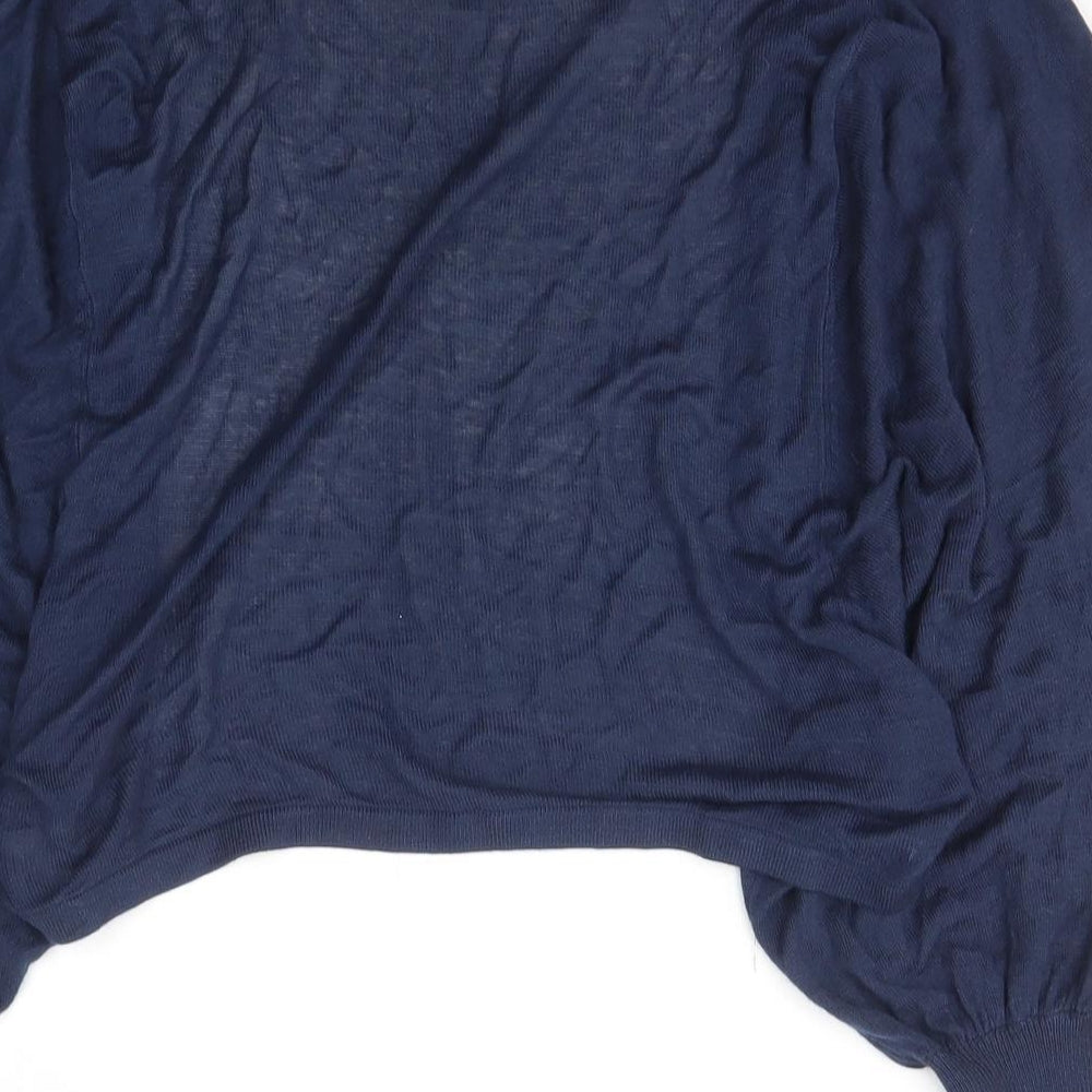 Warehouse Womens Blue Scoop Neck  Viscose Cardigan Jumper Size 10