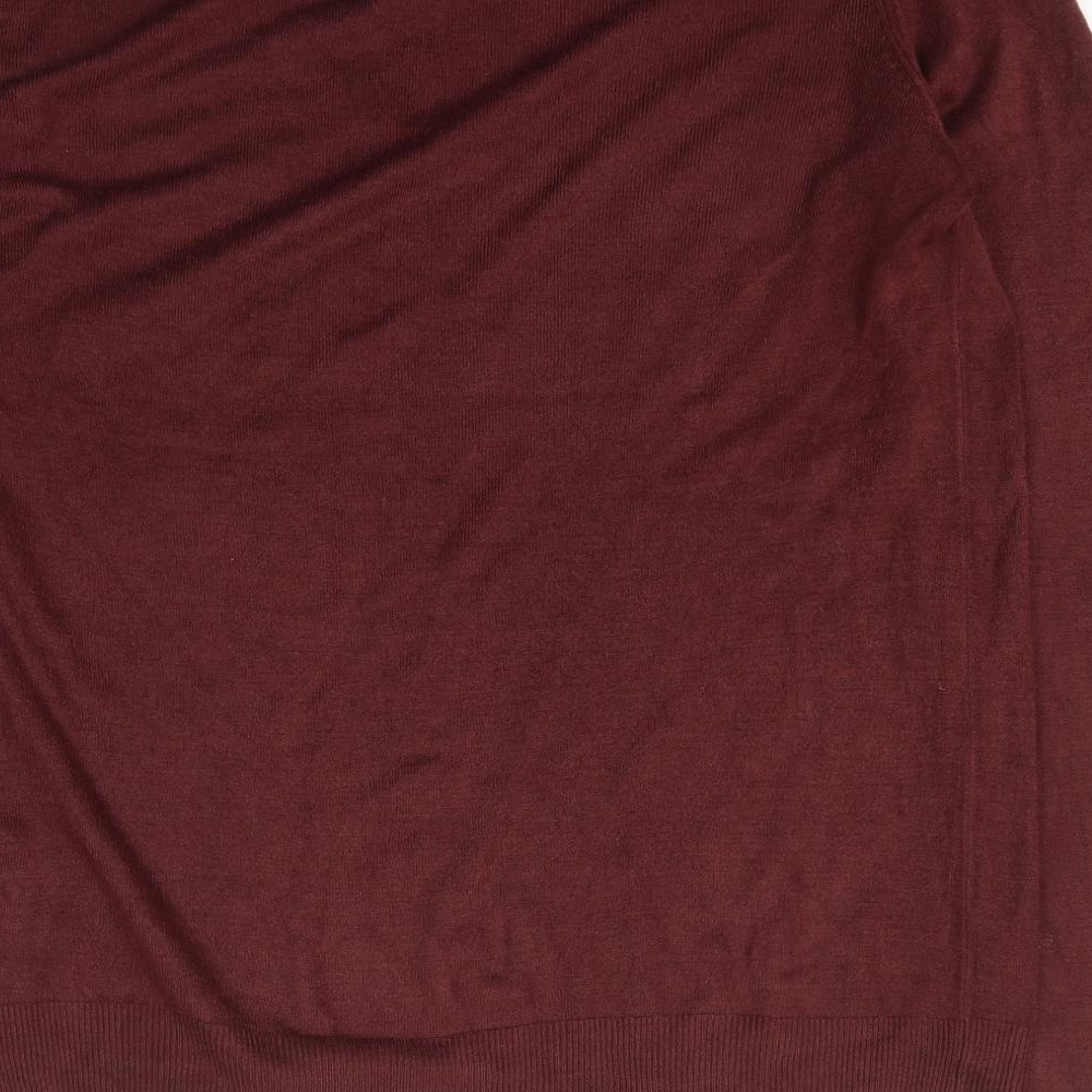 Marks and Spencer Womens Brown V-Neck  Acrylic Pullover Jumper Size 16