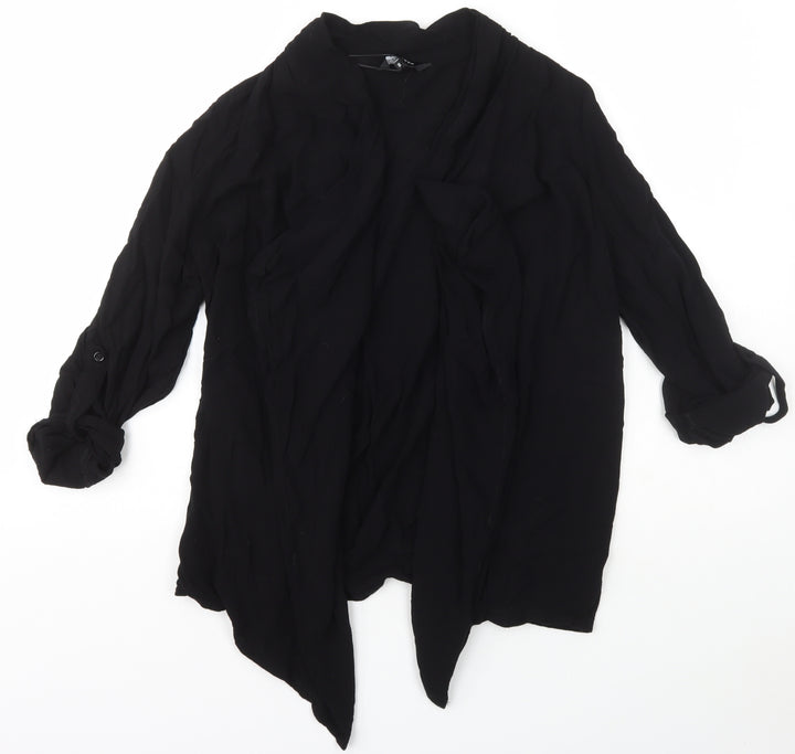 New Look Womens Black Collared Viscose Cardigan Jumper Size 10