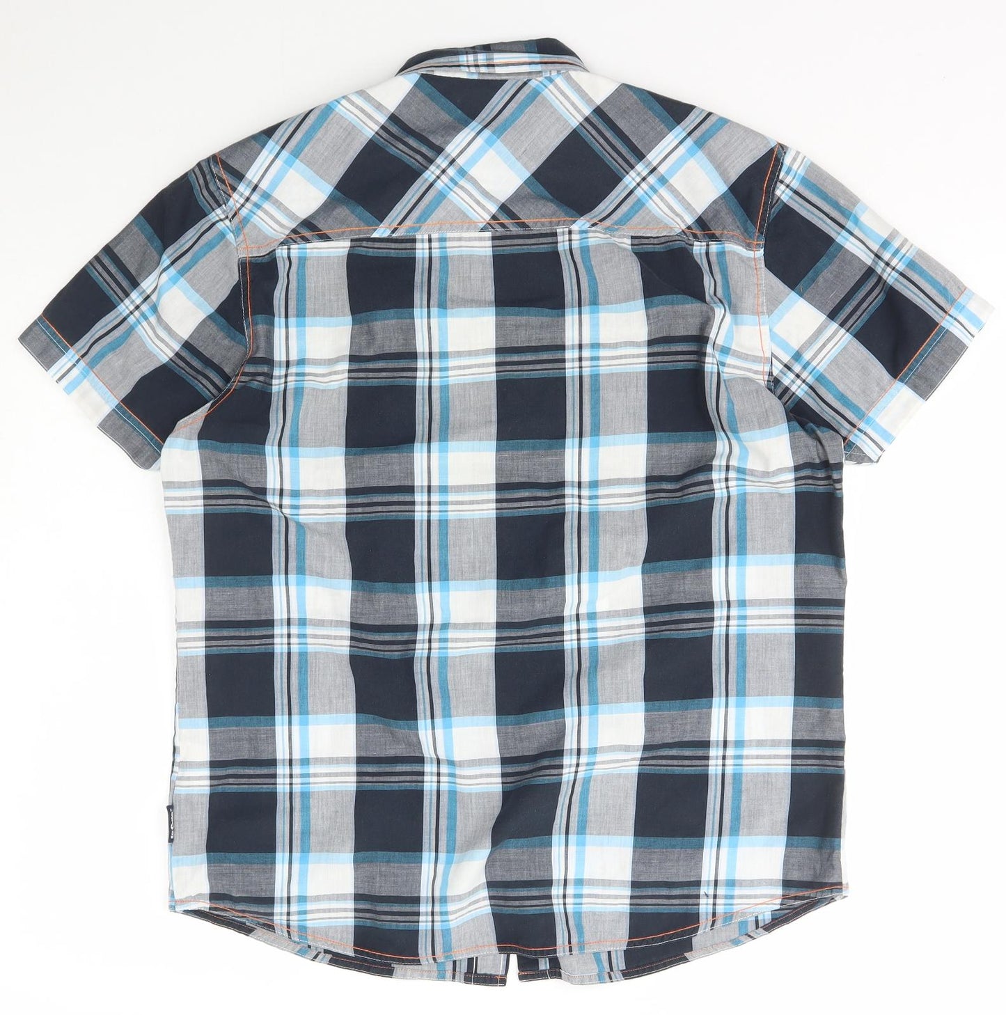 Lee Cooper Mens Blue Plaid Polyester  Button-Up Size M Collared Snap