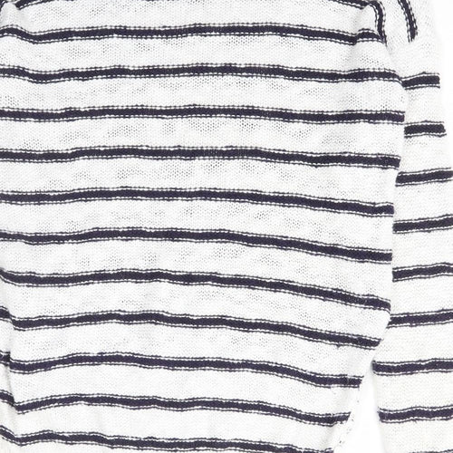 New Look Womens Blue Scoop Neck Striped Cotton Pullover Jumper Size 8