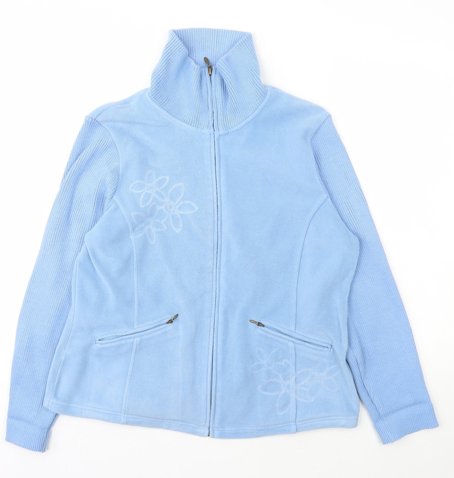 DASH Womens Blue High Neck  Polyester Full Zip Jumper Size 14