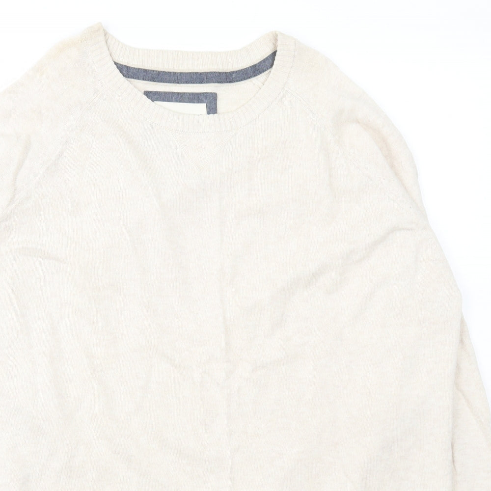 Cedar Wood State Mens Ivory Square Neck  Cotton Pullover Jumper Size XL