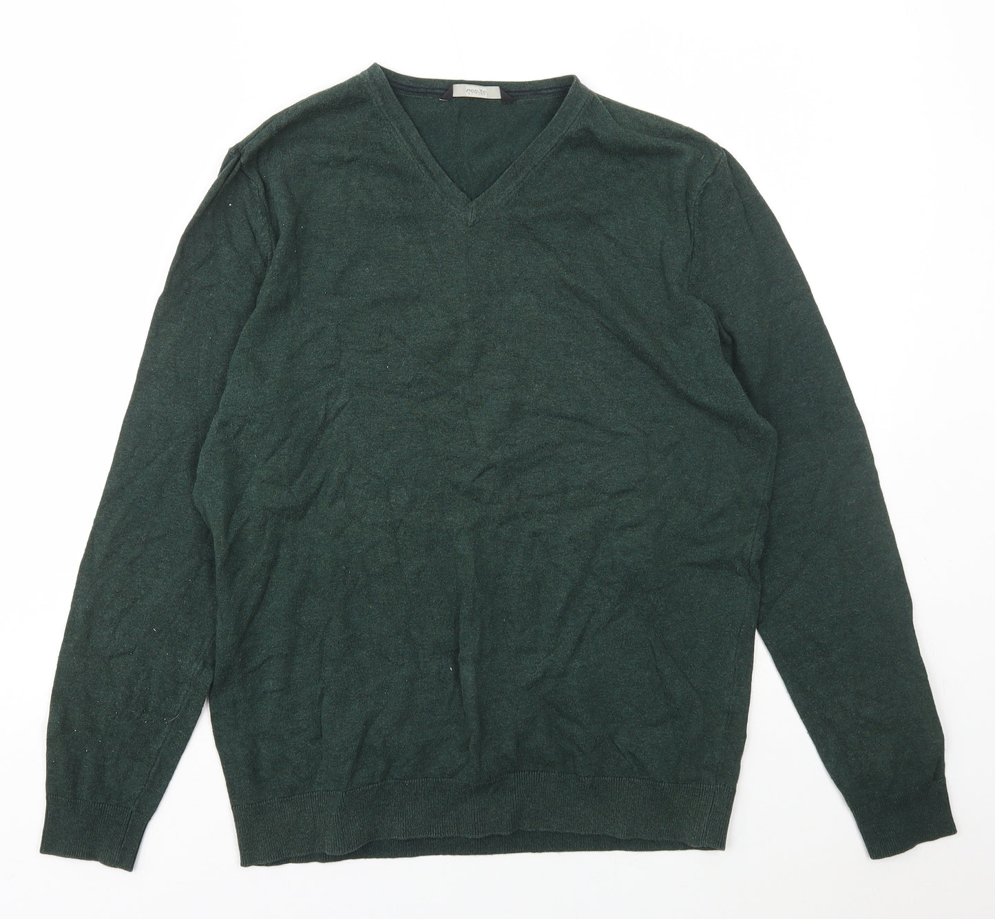 George Mens Green V-Neck  Cotton Pullover Jumper Size M