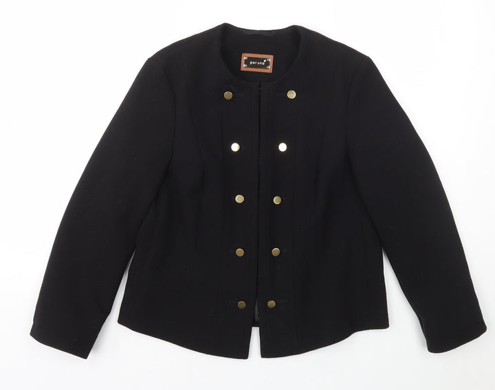 Per Una Womens Black   Jacket Blazer Size 10  Hook & Eye