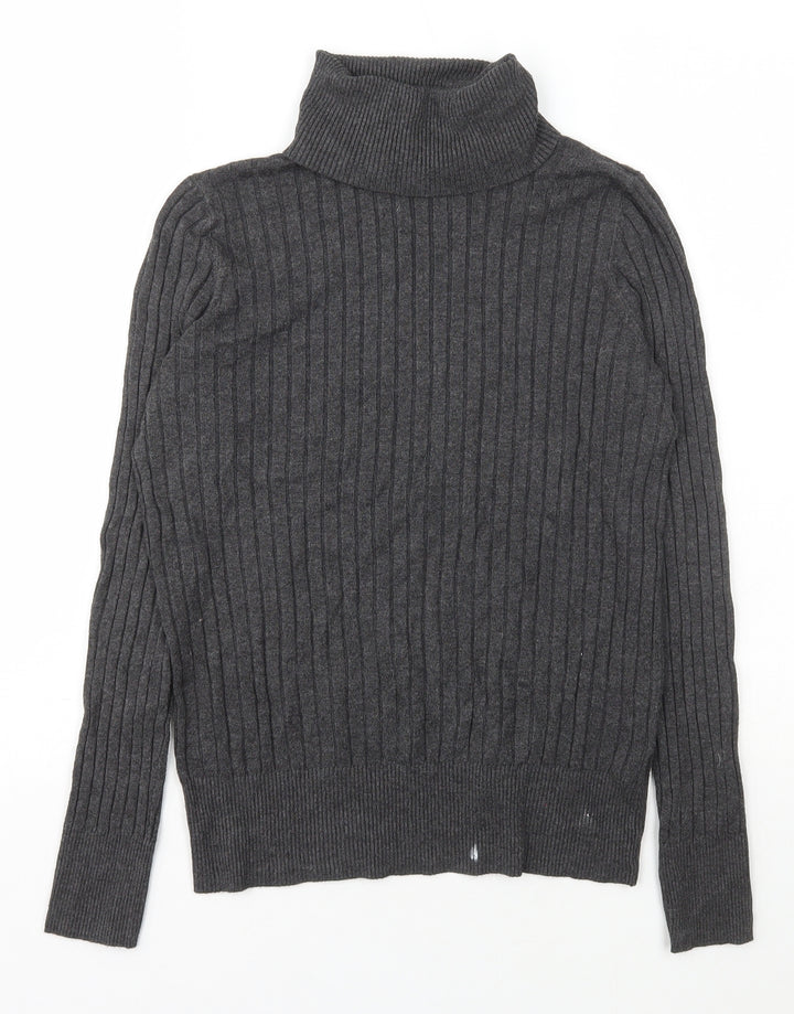 F&F Womens Green Roll Neck Nylon Pullover Jumper Size 12