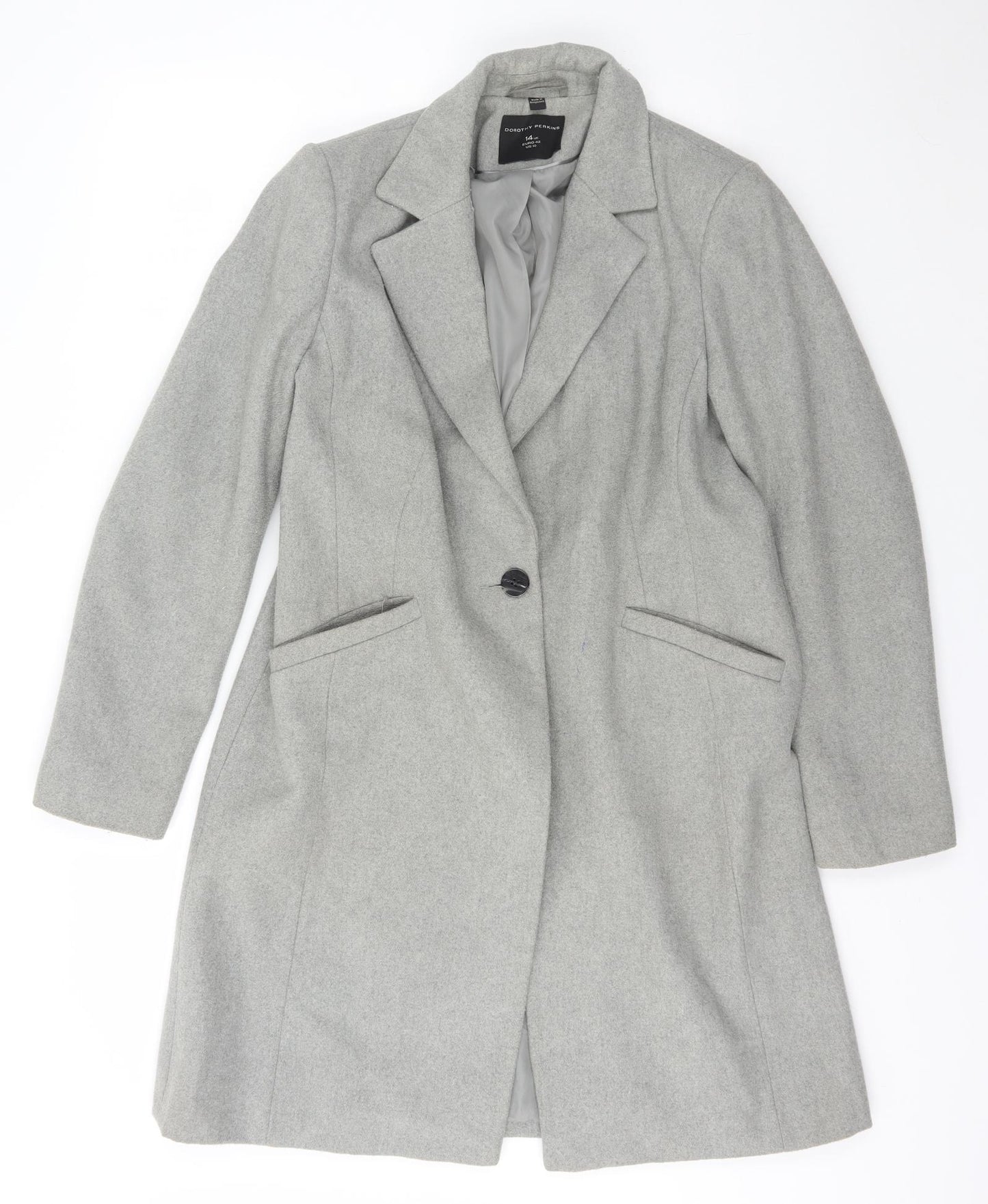 Dorothy Perkins Womens Grey   Overcoat Coat Size 14  Buckle