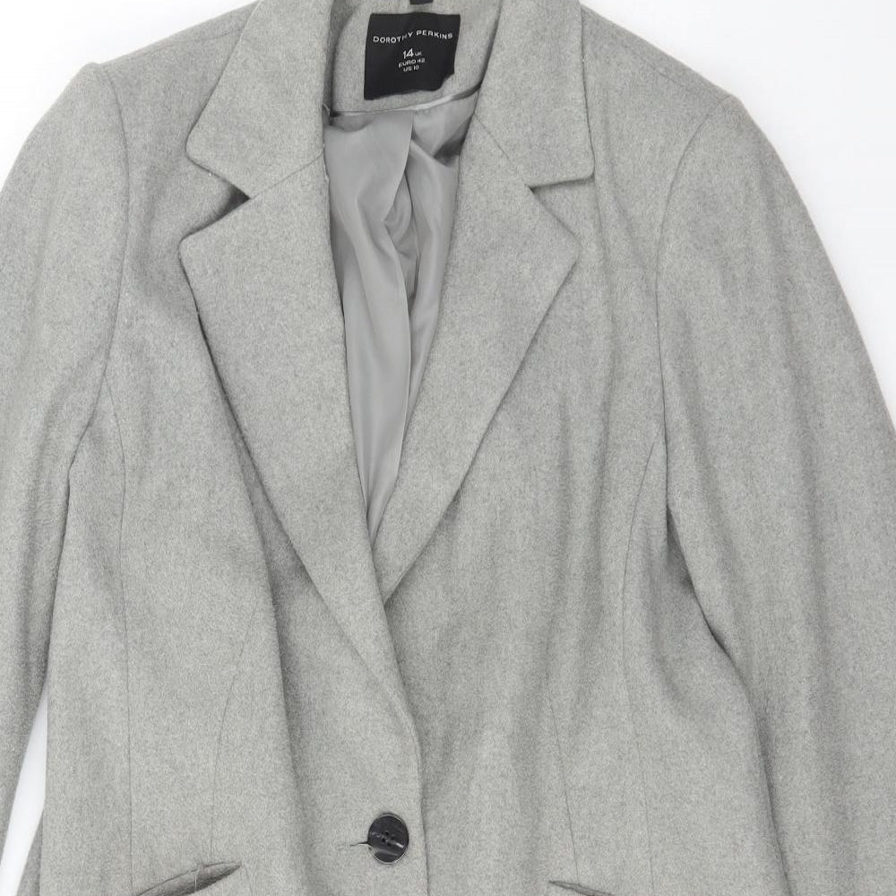 Dorothy Perkins Womens Grey   Overcoat Coat Size 14  Buckle