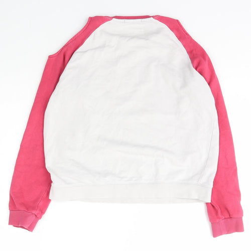 Marks and Spencer Girls Ivory Crew Neck  Cotton Pullover Jumper Size 13-14 Years  Pullover - happy