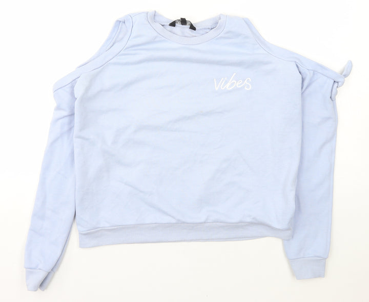 New Look Girls Blue Round Neck Polyester Pullover Jumper Size 14-15 Years Pullover