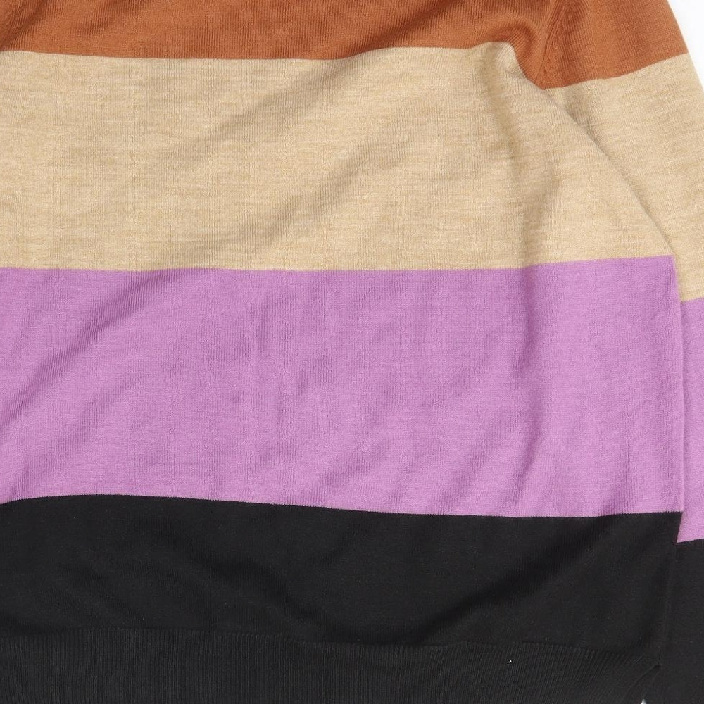 Marks and Spencer Womens Multicoloured Scoop Neck Striped Acrylic Pullover Jumper Size 16