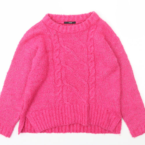 George Womens Pink Boat Neck  Polyester Pullover Jumper Size S