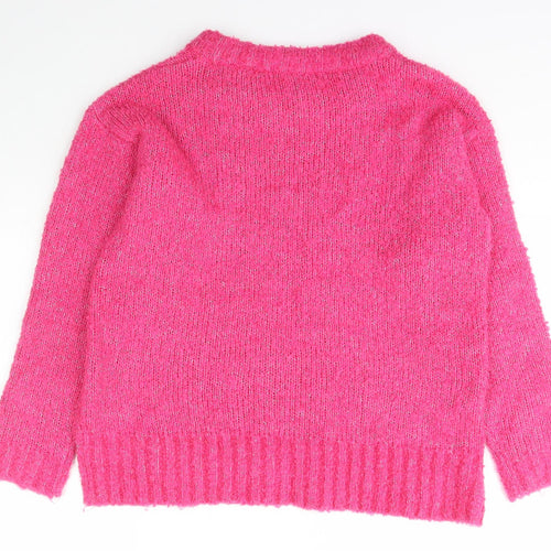 George Womens Pink Boat Neck  Polyester Pullover Jumper Size S