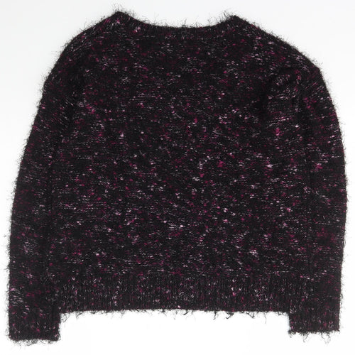 TU Womens Black V-Neck  Acrylic Pullover Jumper Size 12