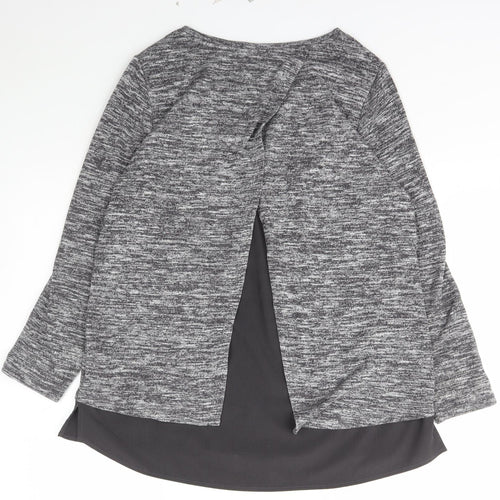 Viz a Viz Womens Grey Boat Neck  Polyester Pullover Jumper Size 12