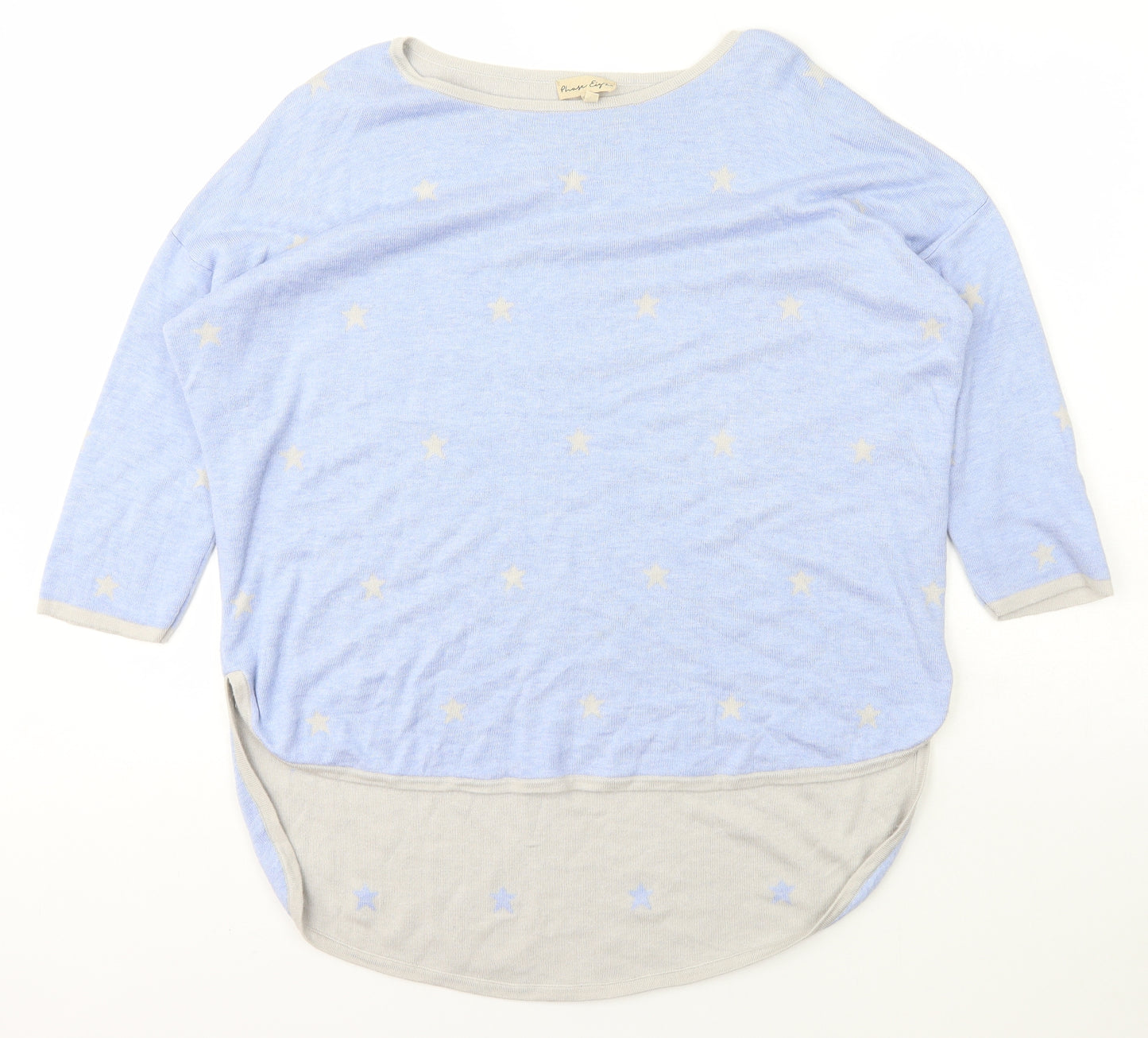 Phrase Eight Womens Blue Boat Neck Geometric Viscose Pullover Jumper Size M