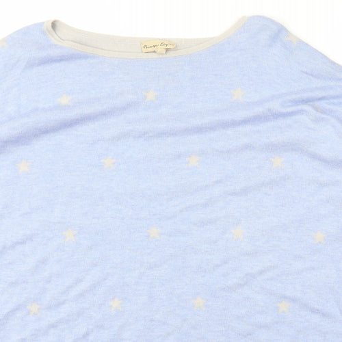 Phrase Eight Womens Blue Boat Neck Geometric Viscose Pullover Jumper Size M