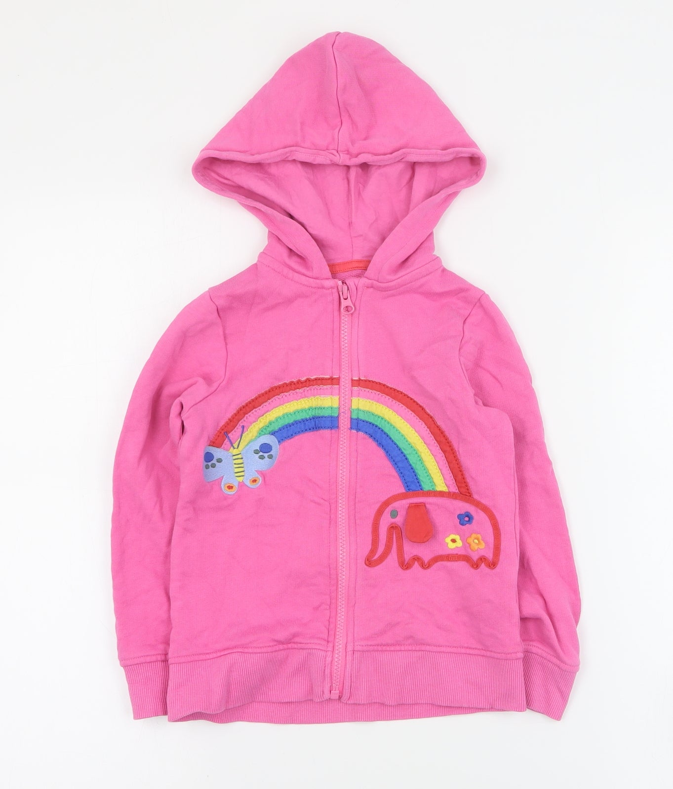 Mini Club Girls Pink  Cotton Full Zip Hoodie Size 5-6 Years  Zip