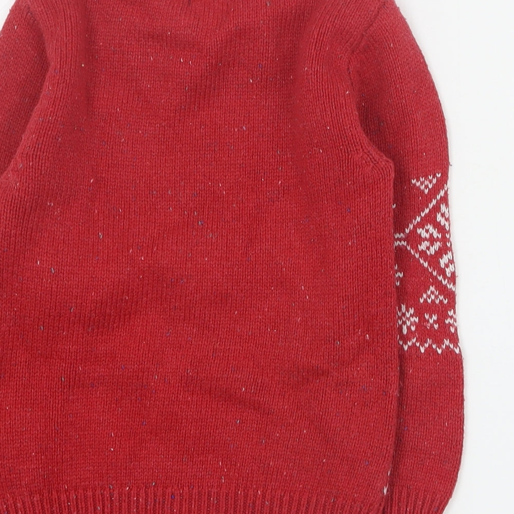 NEXT Boys Red Round Neck  Acrylic Pullover Jumper Size 2-3 Years  Pullover - Christmas