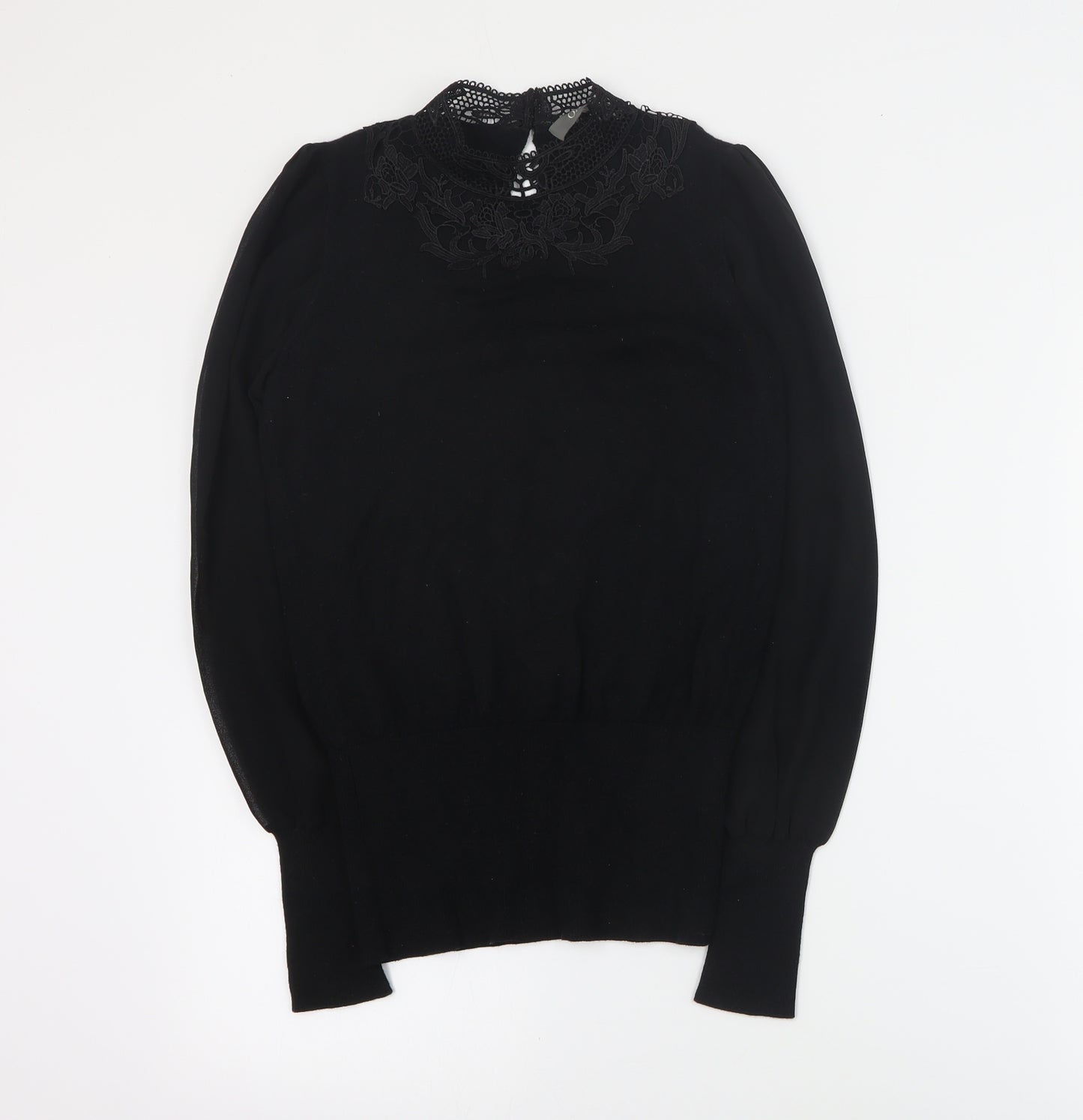Oasis Womens Black Mock Neck  Acetate Pullover Jumper Size XS