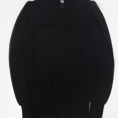 Oasis Womens Black Mock Neck  Acetate Pullover Jumper Size XS