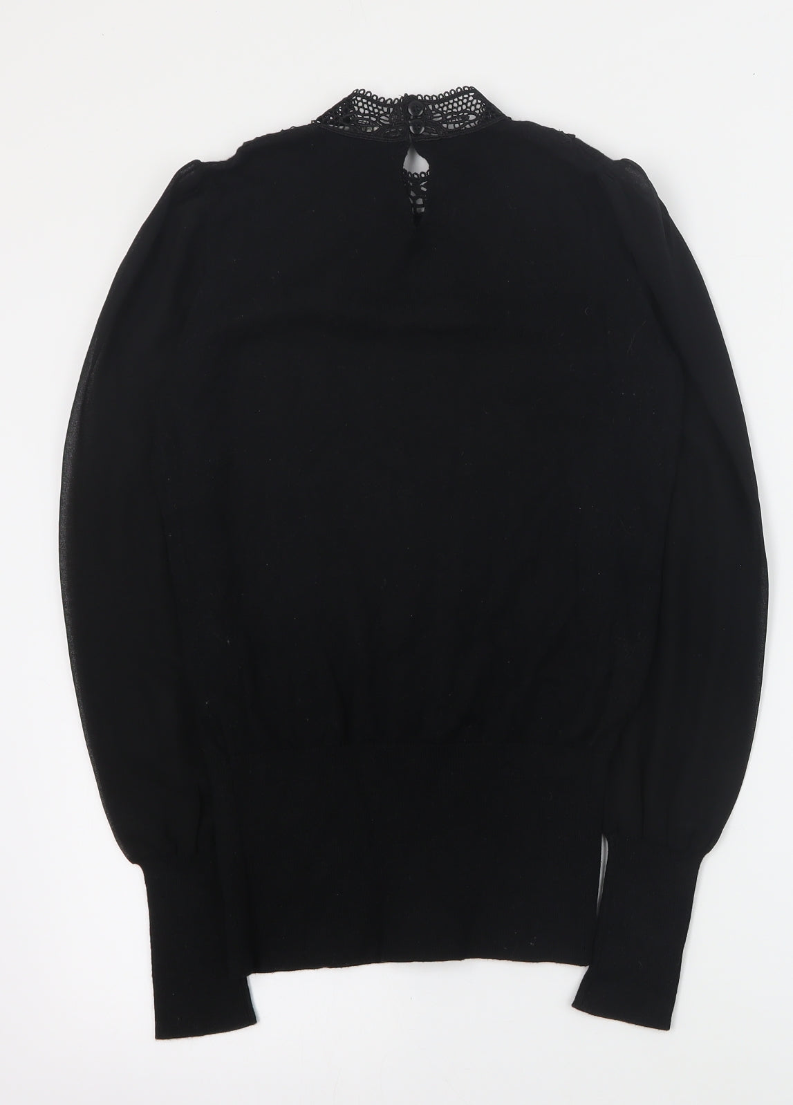 Oasis Womens Black Mock Neck  Acetate Pullover Jumper Size XS