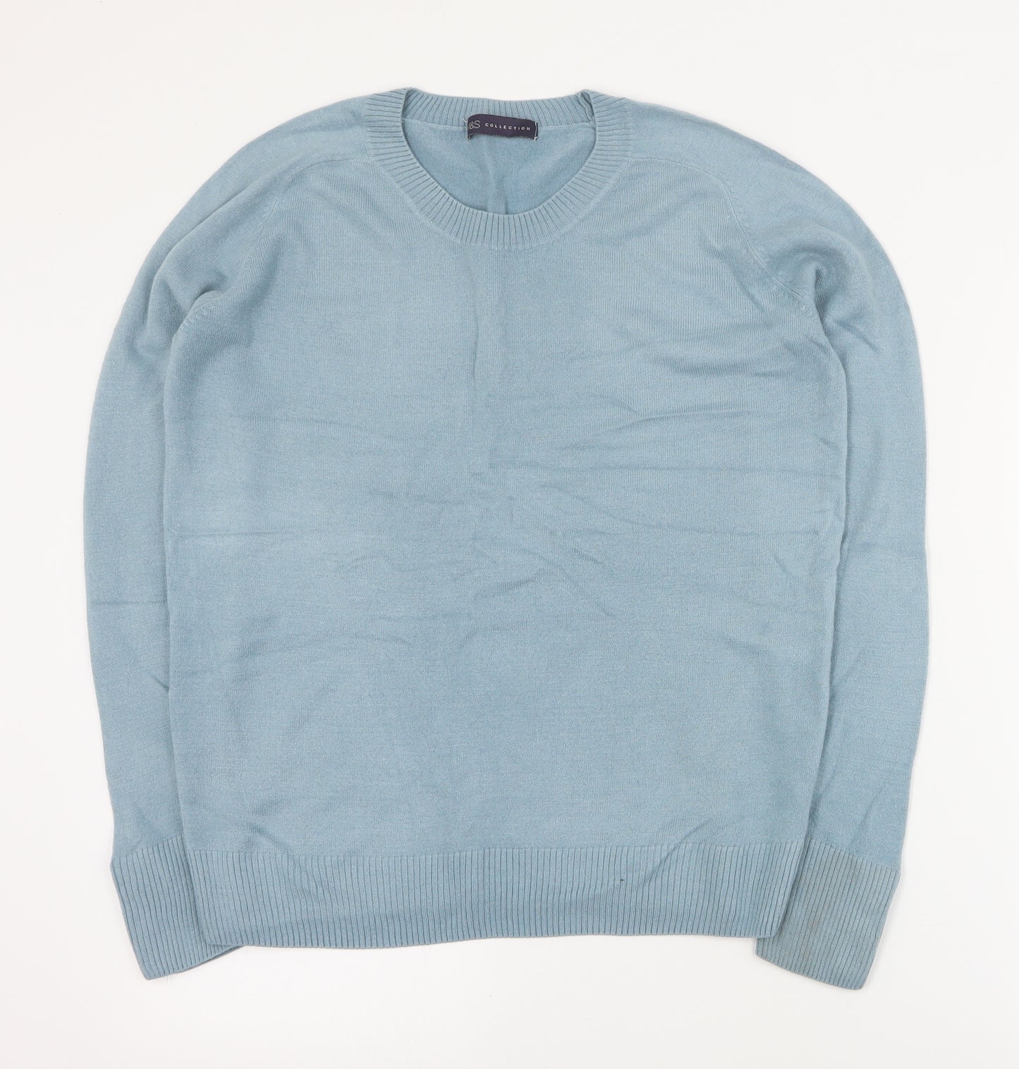 Marks and Spencer Womens Blue Round Neck  Acrylic Pullover Jumper Size 12