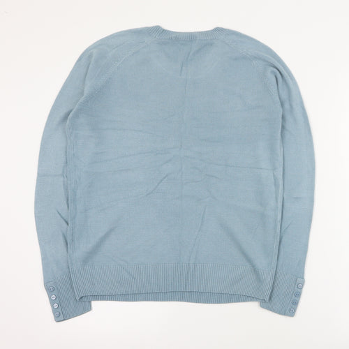 Marks and Spencer Womens Blue Round Neck  Acrylic Pullover Jumper Size 12