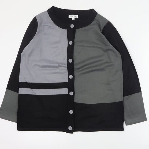 Fay Louise Womens Grey Round Neck  Acrylic Cardigan Jumper Size L