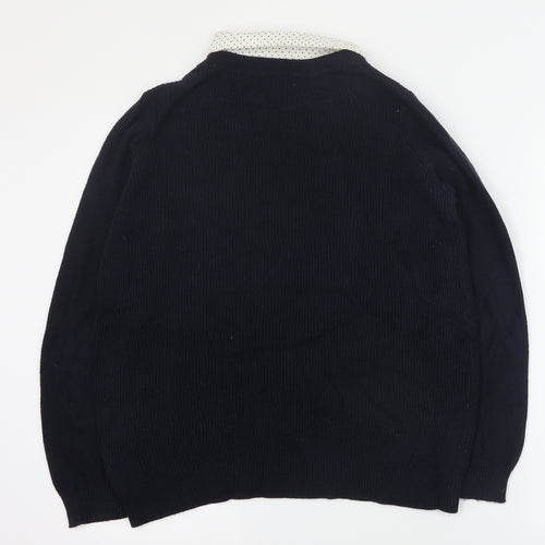 Per Una Womens Black Collared  Cotton Pullover Jumper Size 12
