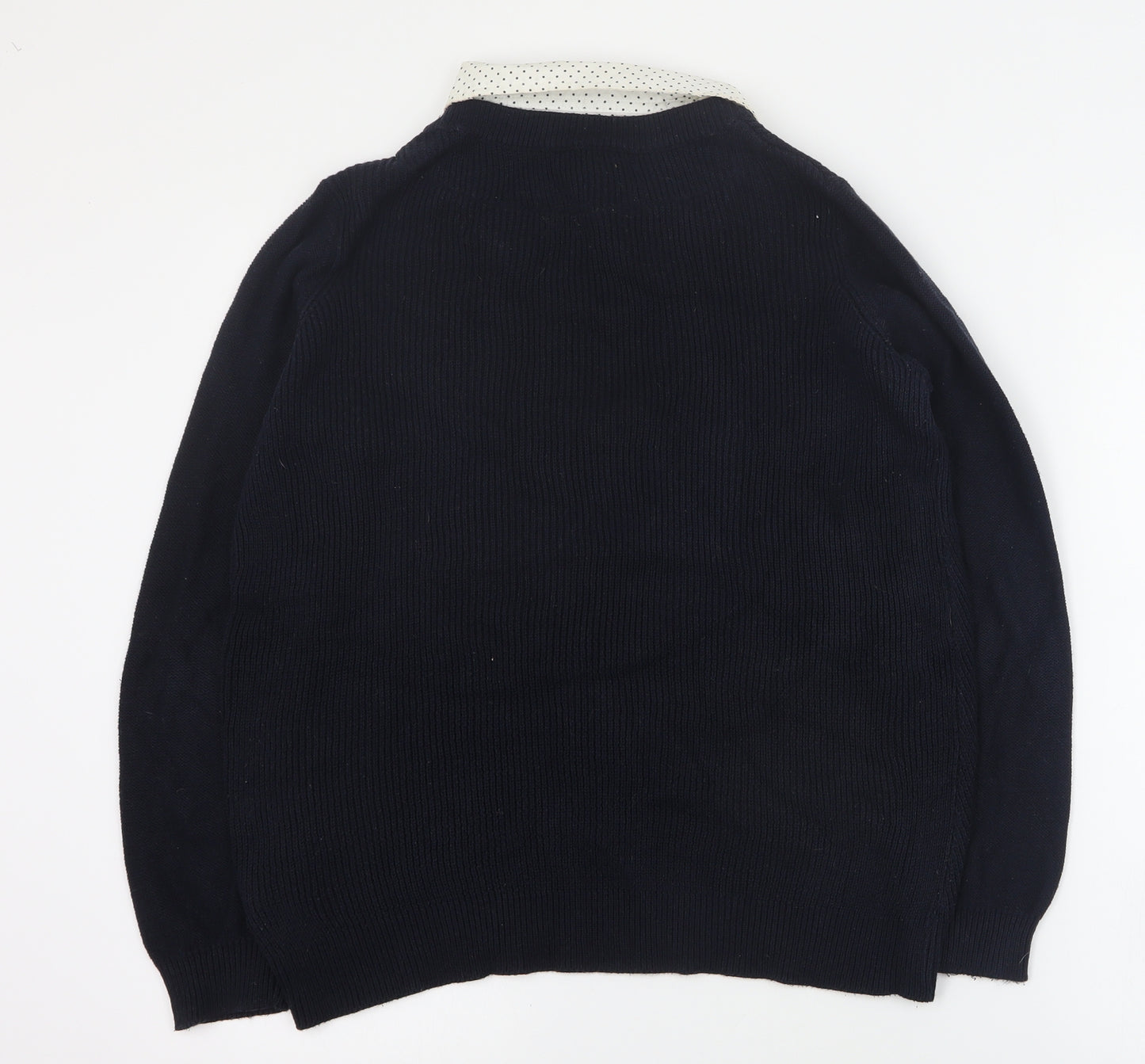 Per Una Womens Black Collared  Cotton Pullover Jumper Size 12