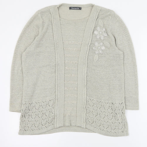 Bonmarche Womens Beige Round Neck  Acrylic Pullover Jumper Size S