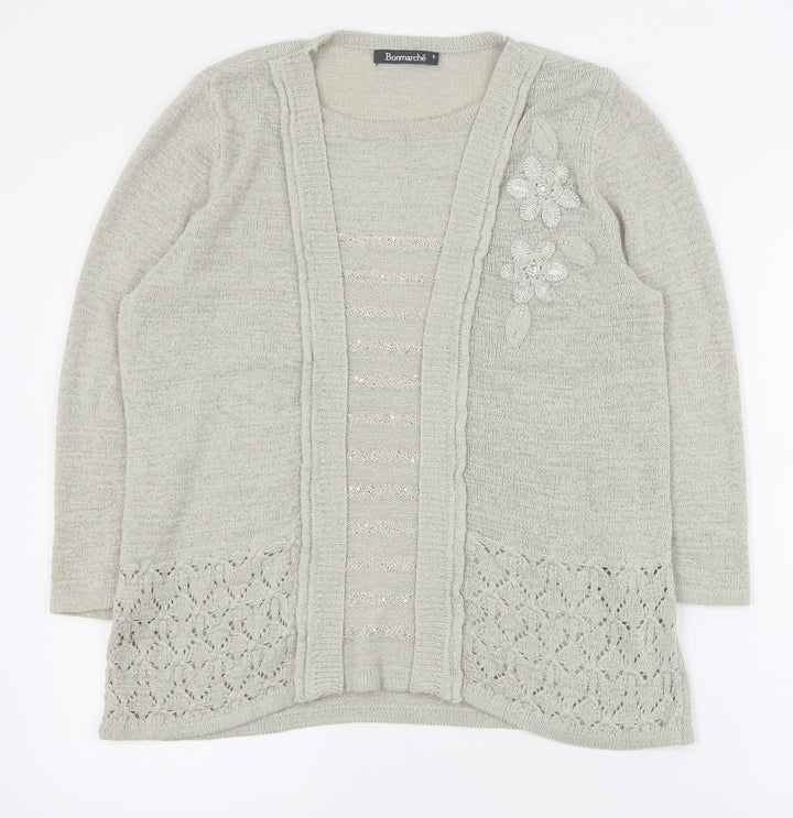 Bonmarche Womens Beige Round Neck  Acrylic Pullover Jumper Size S