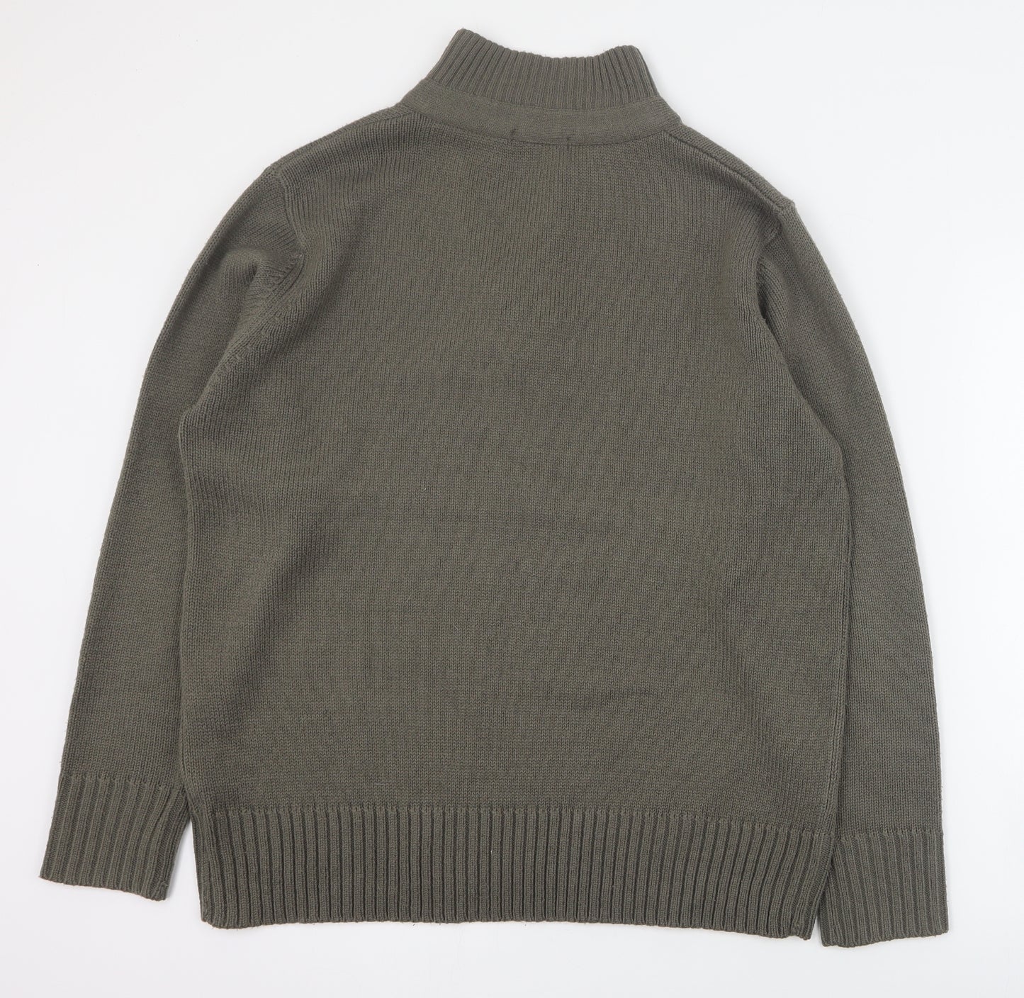 George Mens Green High Neck  Acrylic Henley Jumper Size L