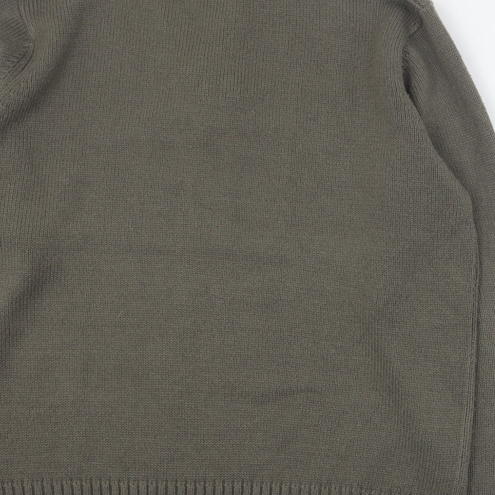 George Mens Green High Neck  Acrylic Henley Jumper Size L
