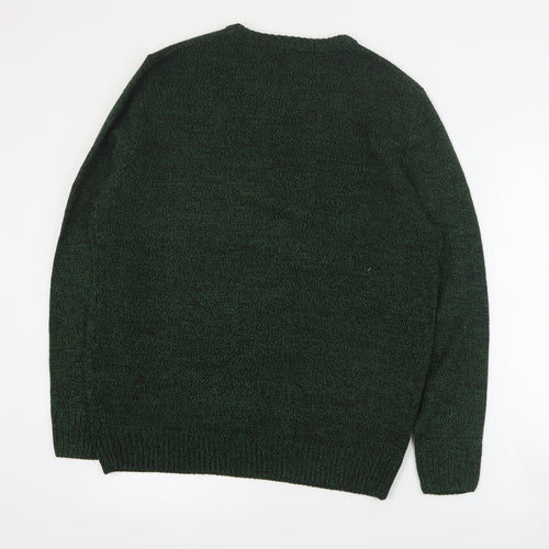 Avenue Mens Green Round Neck  Acrylic Pullover Jumper Size M   - Christmas