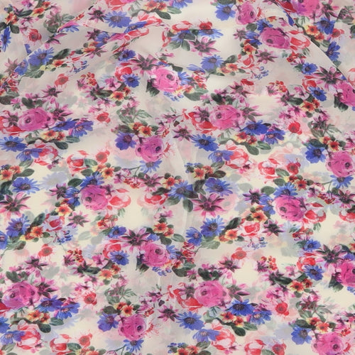 New Look Womens Ivory Floral Polyester Basic Blouse Size 8 V-Neck