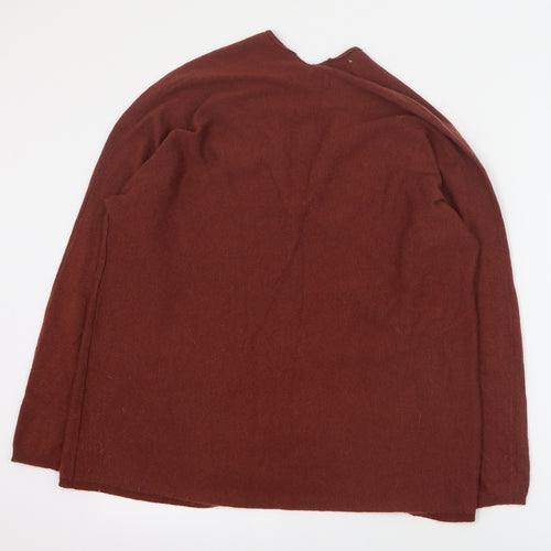 Gallery Womens Brown V-Neck  Nylon Pullover Jumper Size M