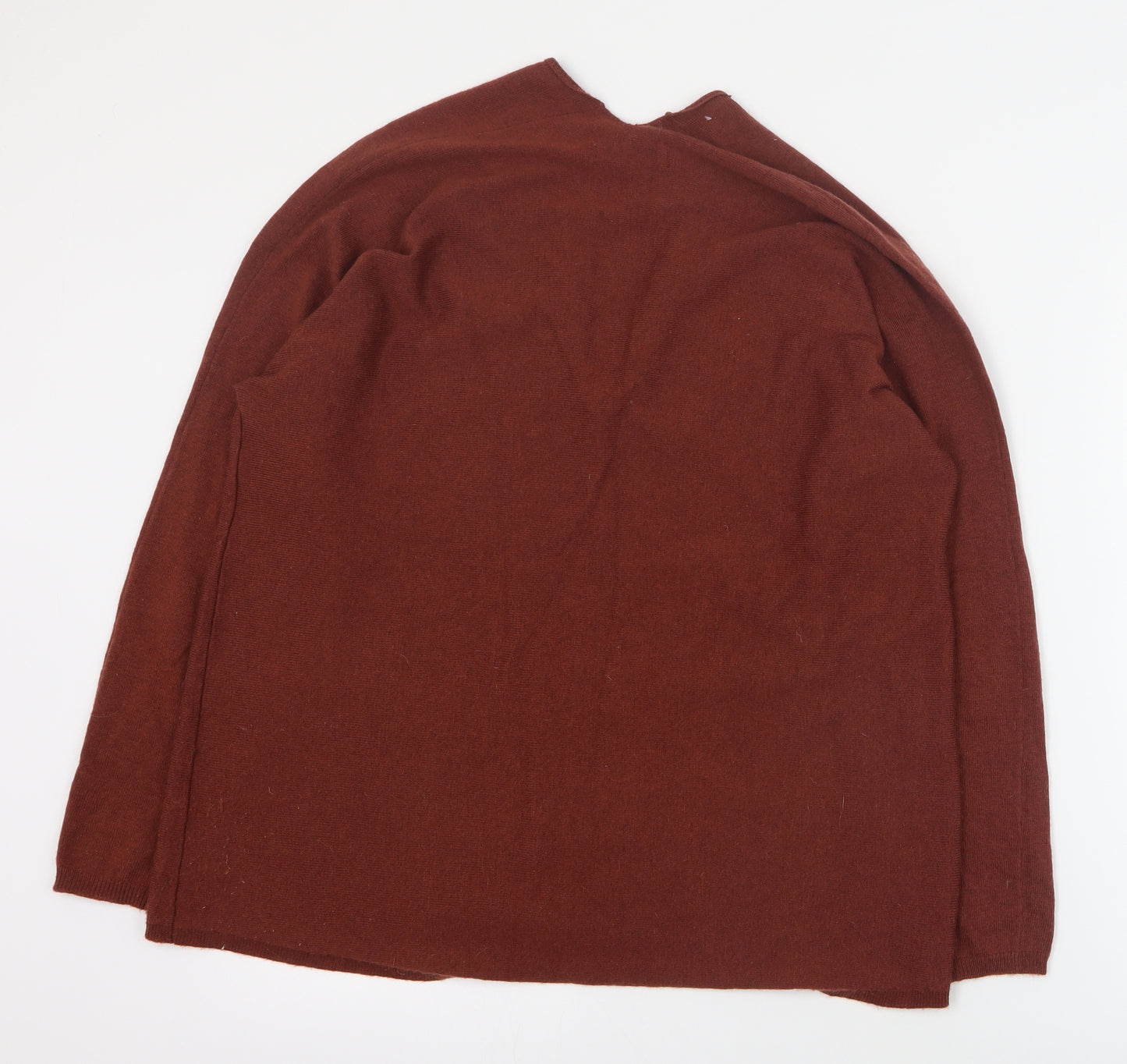 Gallery Womens Brown V-Neck  Nylon Pullover Jumper Size M