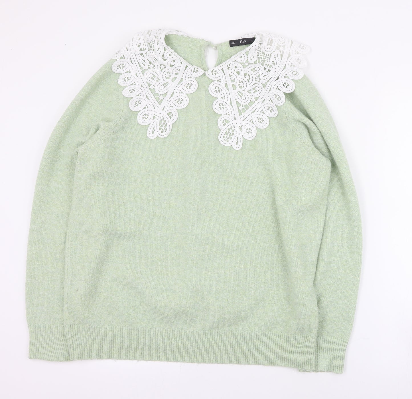 F&F Womens Green Collared  Polyester Pullover Jumper Size 18