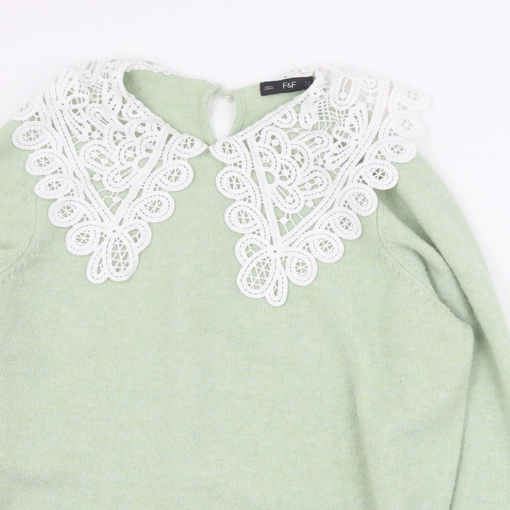 F&F Womens Green Collared  Polyester Pullover Jumper Size 18