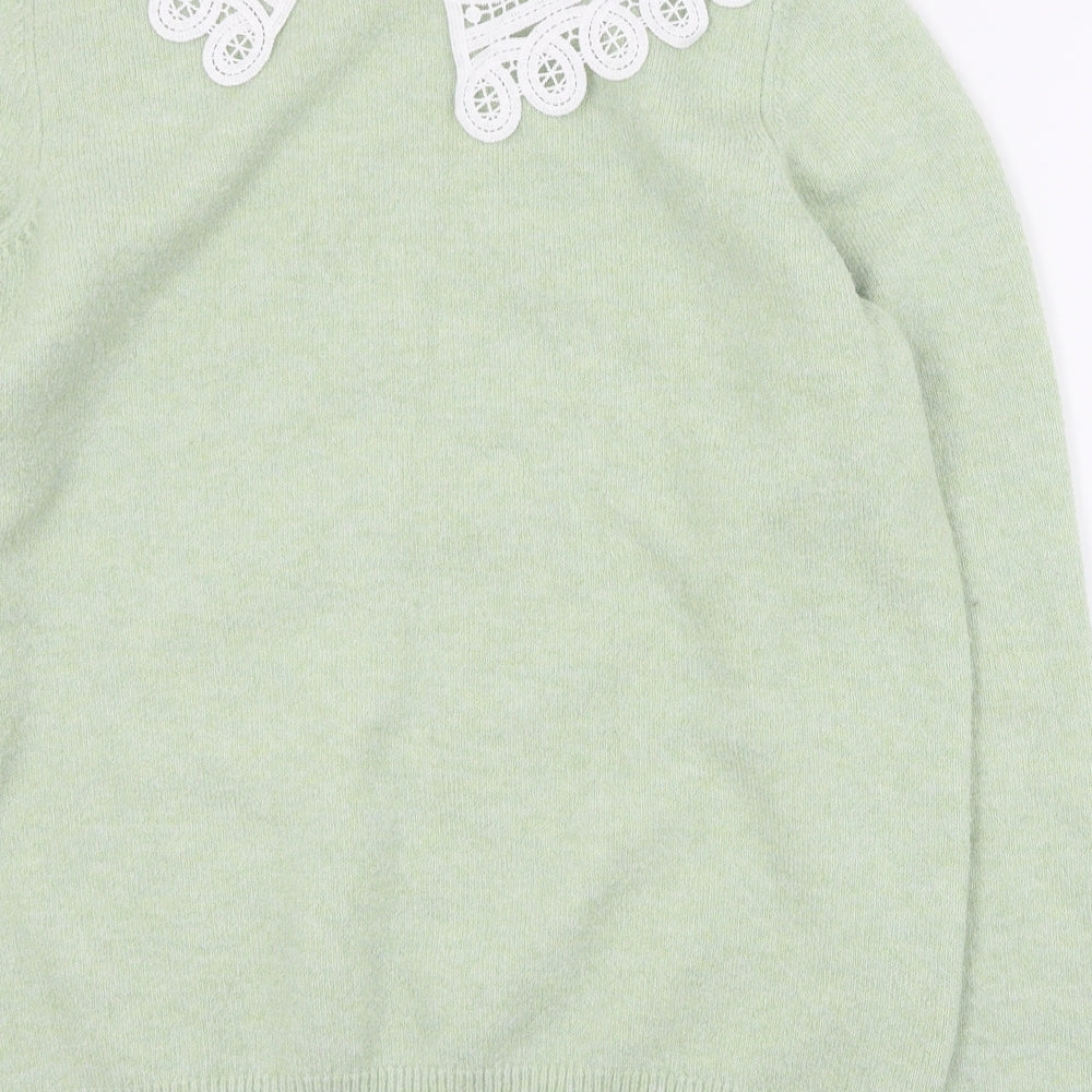 F&F Womens Green Collared  Polyester Pullover Jumper Size 18