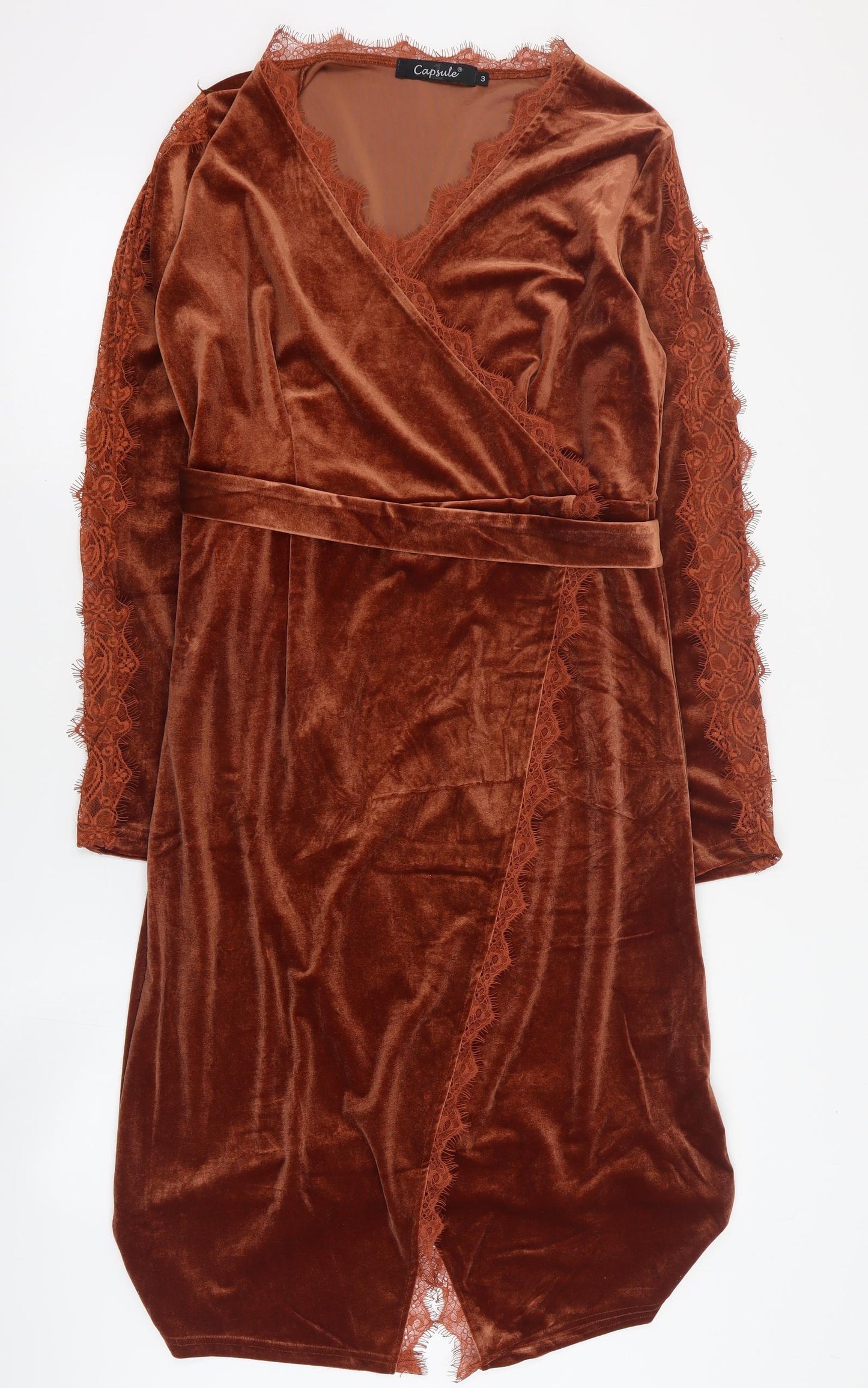 Capsule Womens Orange  Polyester Mini  Size M  V-Neck Pullover
