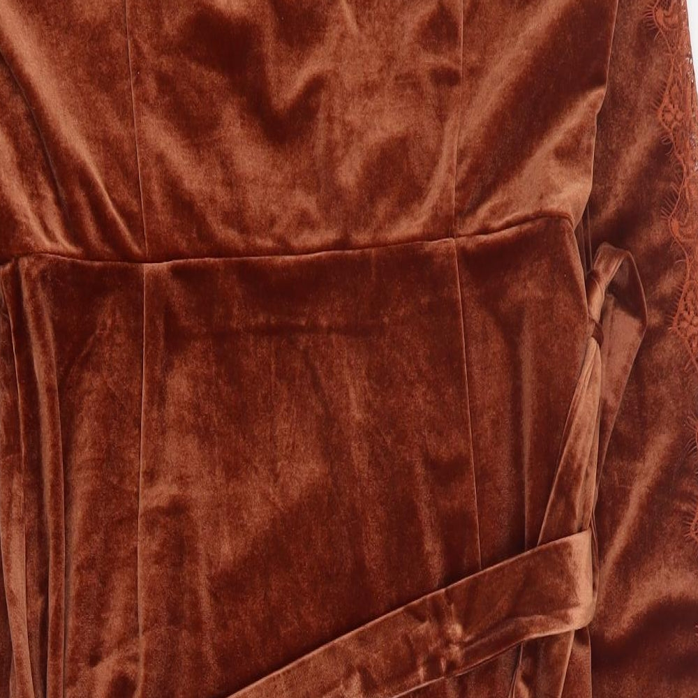 Capsule Womens Orange  Polyester Mini  Size M  V-Neck Pullover