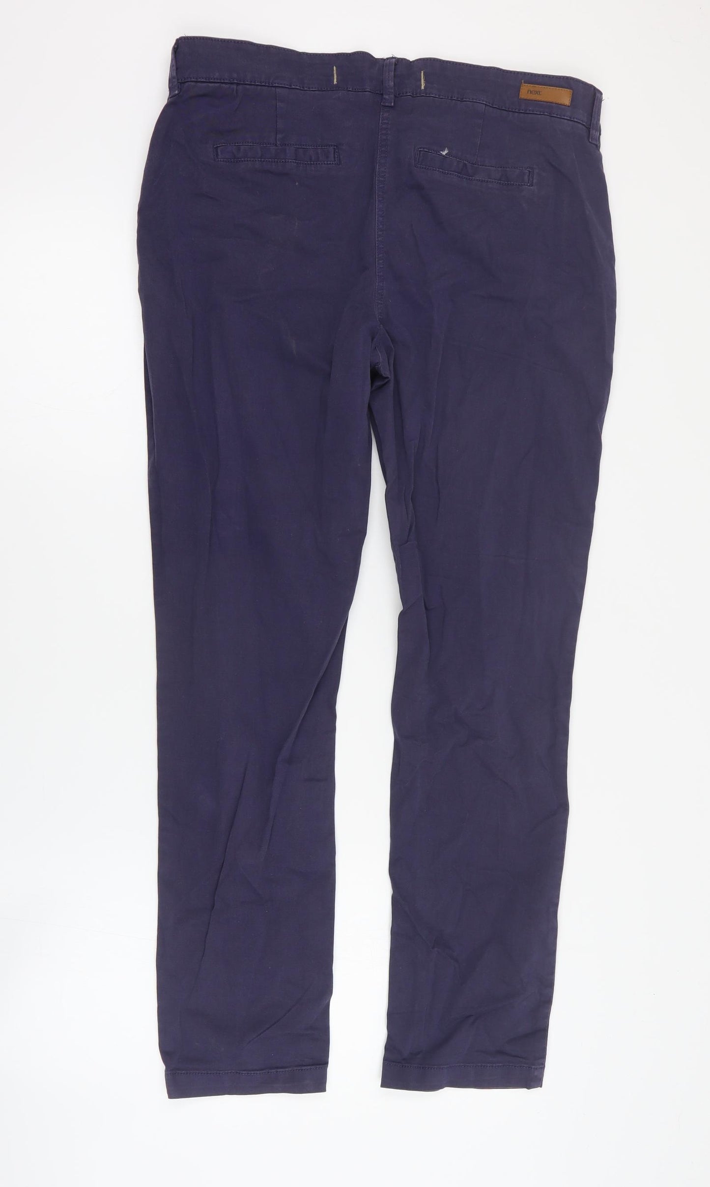 NEXT Womens Blue  Cotton Chino Trousers Size 12 L28 in Regular Zip