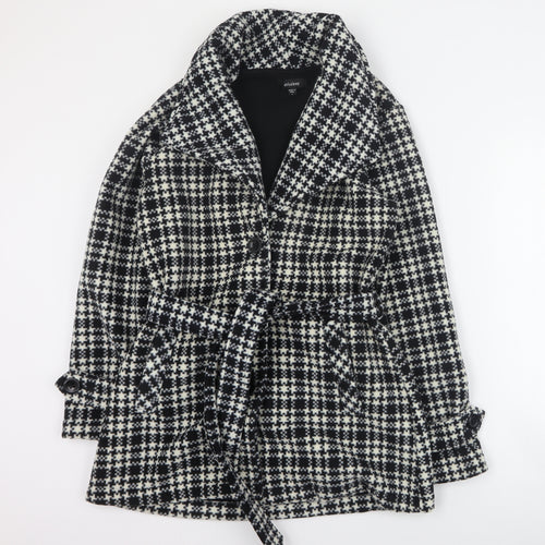 Eivissa Womens Black Houndstooth  Pea Coat Coat Size S  Button