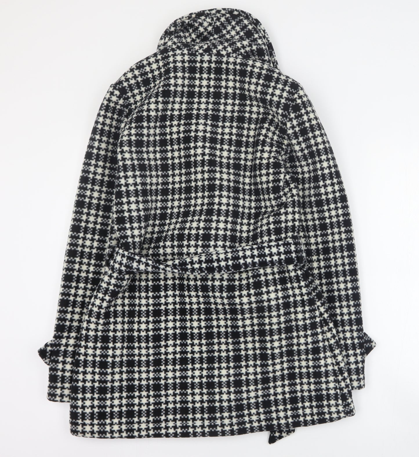Eivissa Womens Black Houndstooth  Pea Coat Coat Size S  Button