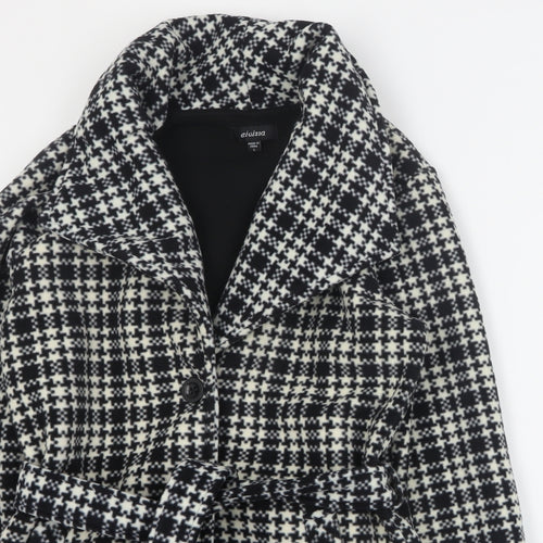 Eivissa Womens Black Houndstooth  Pea Coat Coat Size S  Button