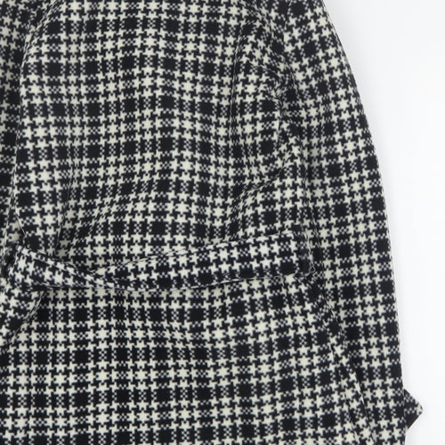 Eivissa Womens Black Houndstooth  Pea Coat Coat Size S  Button